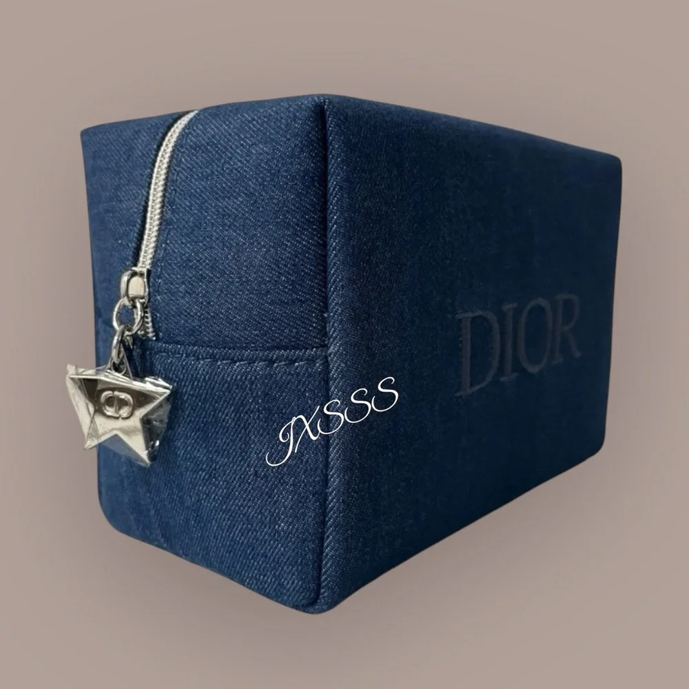 Reposh Dior Blue Denim Cosmetic Pouch with Star Charm